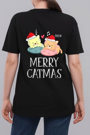 Merry Catmas Pajama Christmas Lights Funny Holiday Cat Mom Woman T-Shirt