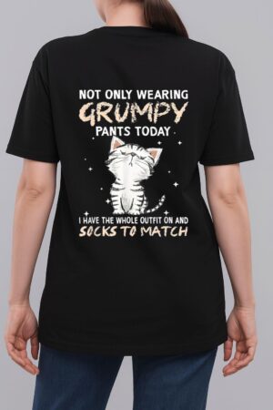 Not Only Wearing Grumpy Pants Oday Sock O Match Cute Cat Woman T-Shirt