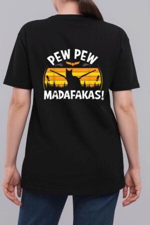 Pew Pew Madafakas scary boo night Halloween black cat Woman T-Shirt
