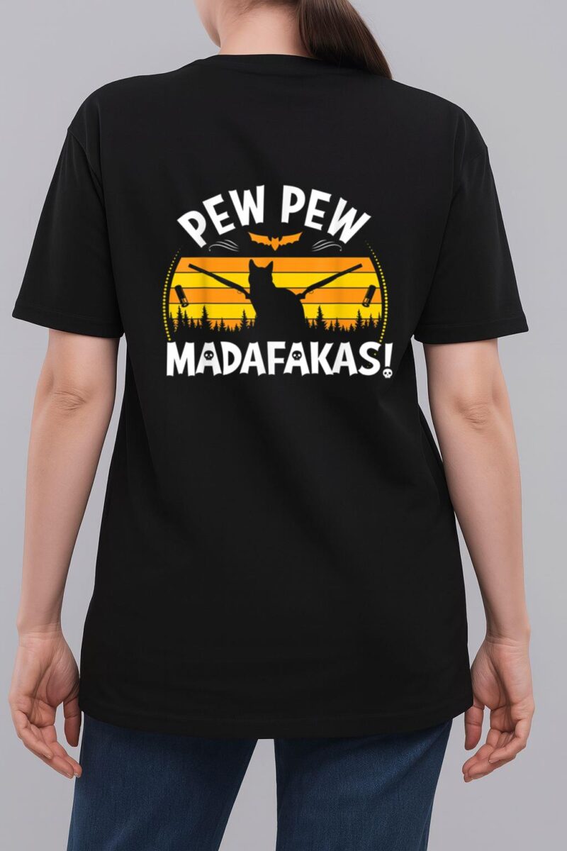 Pew Pew Madafakas scary boo night Halloween black cat Woman T-Shirt