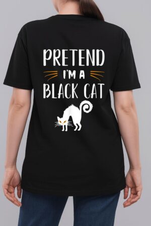 Pretend I'm A Black Cat Funny Cartoon Halloween Costume Woman T-Shirt