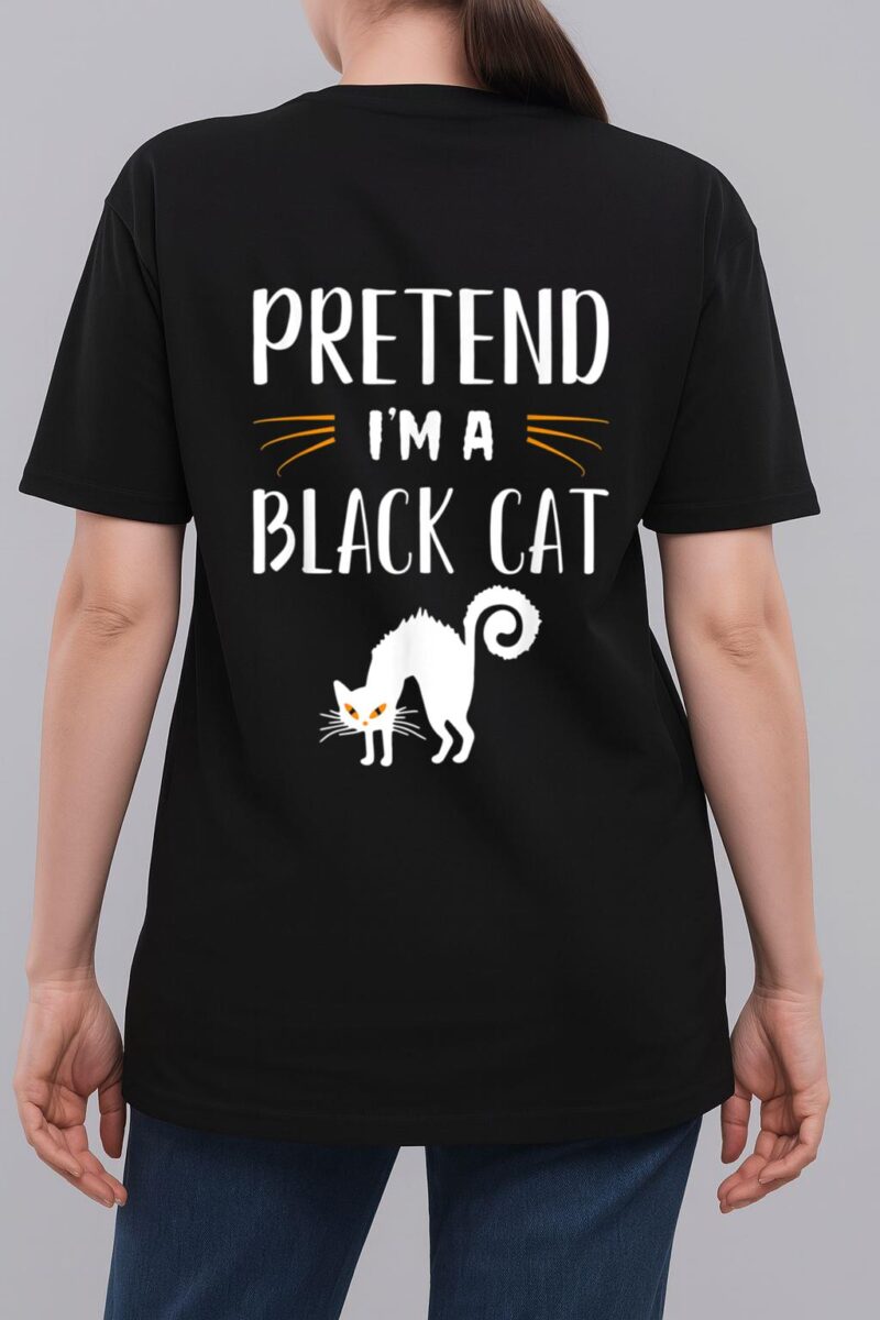 Pretend I'm A Black Cat Funny Cartoon Halloween Costume Woman T-Shirt