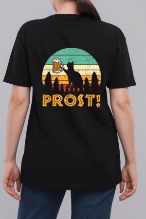 Prost Cat Silhouette Retro Bavarian Oktoberfest Woman T-Shirt