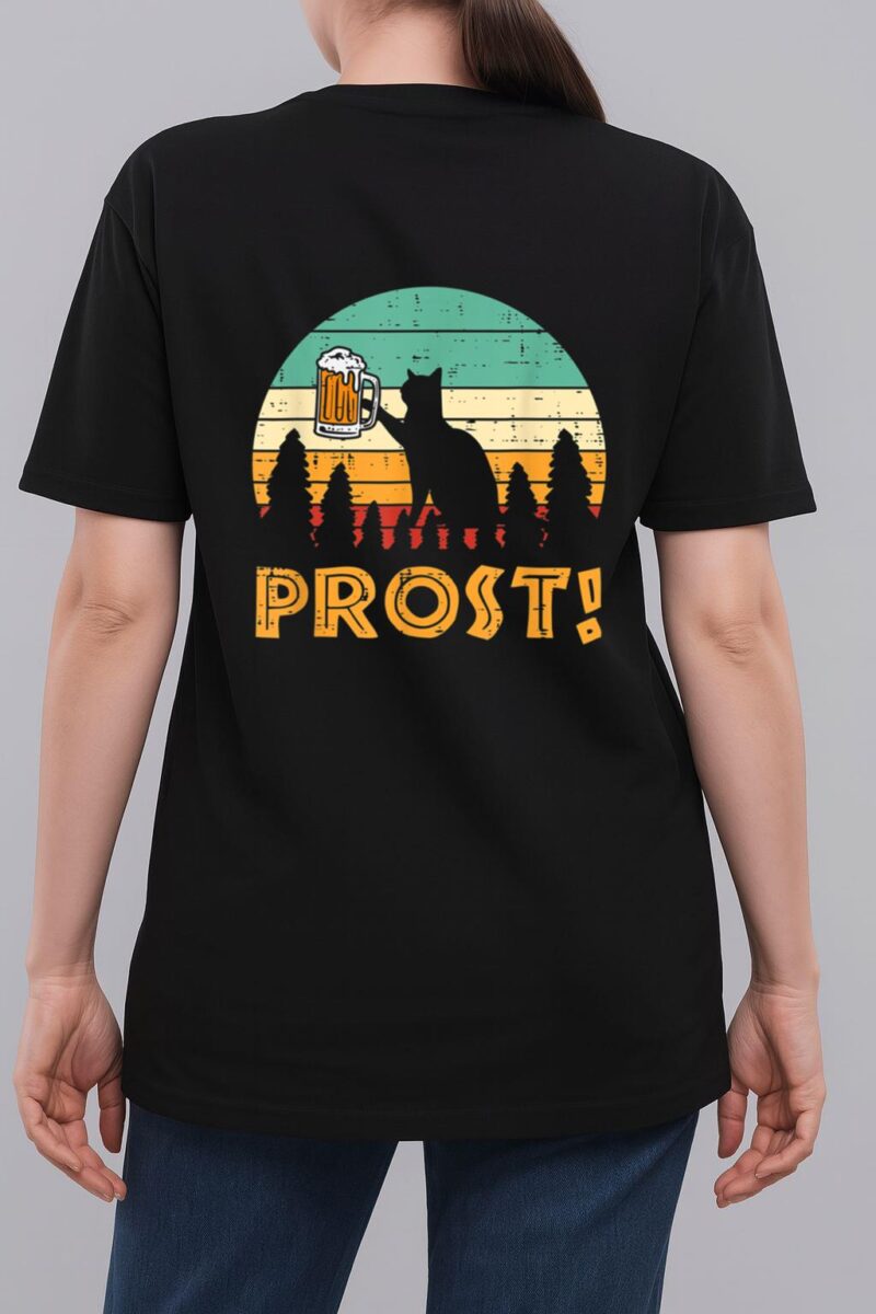 Prost Cat Silhouette Retro Bavarian Oktoberfest Woman T-Shirt