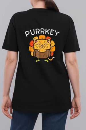 Purrkey Turkey Cat Kitten Funny Thanksgiving Cat Owner Lover Woman T-Shirt