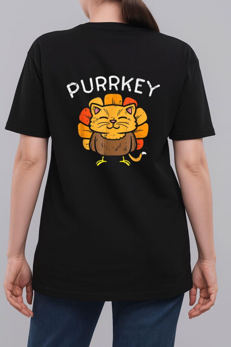 Purrkey Turkey Cat Kitten Funny Thanksgiving Cat Owner Lover Woman T-Shirt