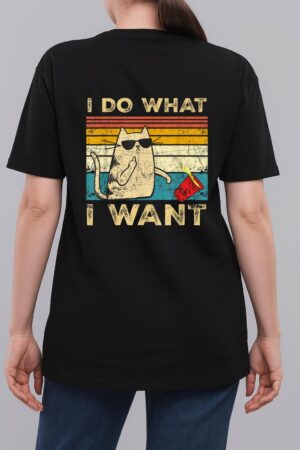 Retro 80s 90s Cat Lovers gifts Funny I Do What I Want Cat Woman T-Shirt