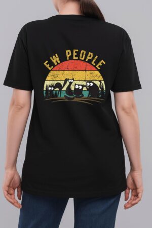 Retro Black Cat shirt for women Cat lover funny Ew people Woman T-Shirt