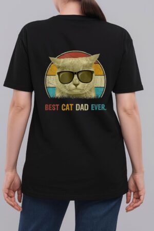 Retro Cat Best Cat Dad Ever Cat Funny Cat Daddy Cat Lover Woman T-Shirt