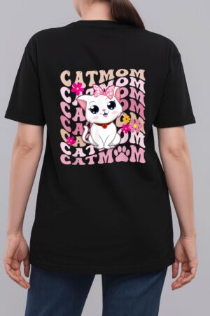 Retro Cat Mom Groovy Cute Kitten Cat Lover Woman T-Shirt