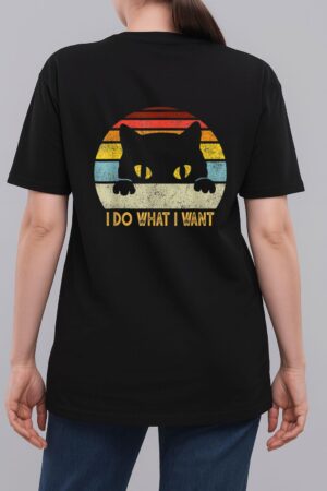 Retro I Do What I Want Cat Funny Meow 80s 90s Cat Lover Woman T-Shirt