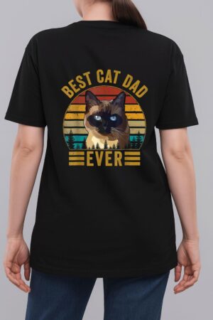 Retro Vintage Best Cat Dad Ever Fathers Day Siamese Cat Woman T-Shirt