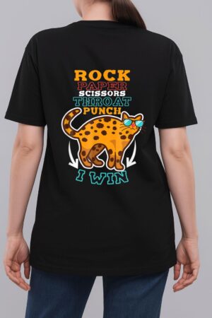 Rock Paper Scissors Hroat Punch I Win Cat Hand Game Player Woman T-Shirt