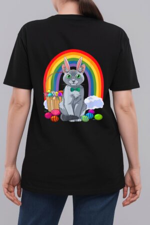 Russian Blue Cat Easter Eggs Bunny Woman T-Shirt