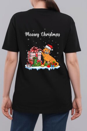 Santa Hat Cat Xmas For Girls Kids Meowy Cat Christmas Woman T-Shirt