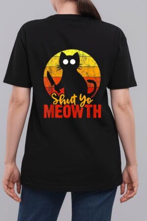 Shut Your Meowth Gory Halloween Cat With Knife Murderous Woman T-Shirt