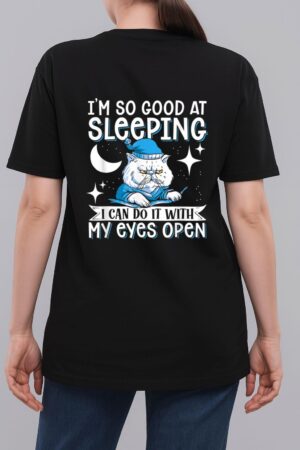 Sleeping Cat With Open Eyes Cat Lover Woman T-Shirt