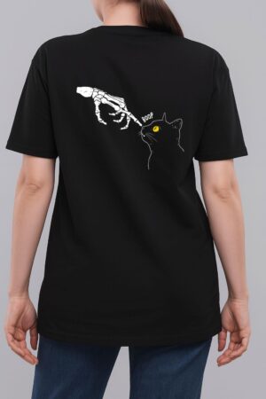 Spooky Boop Black Cat Skeleton Hands Halloween Witchy Woman T-Shirt