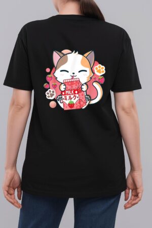 Strawberry Milk Cat Cute Kawaii Kitten Anime Gift Teen Girls Woman T-Shirt