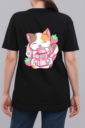 Strawberry Shake Strawberry Milk Cat Kawaii Neko Anime Girls Woman T-Shirt