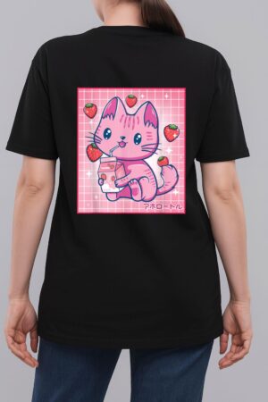 Strawberry Shake Strawberry Milk Cat Kawaii Neko Girls Anime Woman T-Shirt