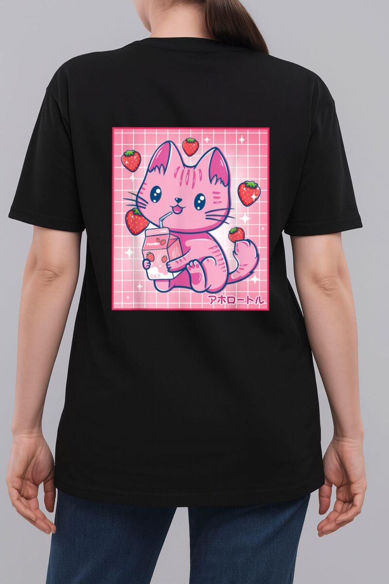 Strawberry Shake Strawberry Milk Cat Kawaii Neko Girls Anime Woman T-Shirt