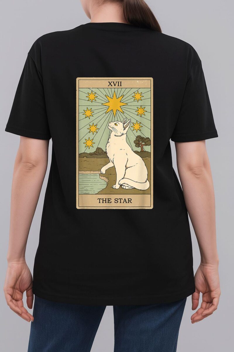 The Star Tarot Card Mermaid Gothic Cat Woman T-Shirt