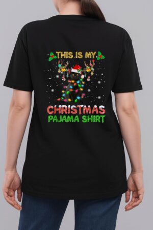 This Is My Christmas Pajama Shirt Black Cat Lover Christmas Woman T-Shirt