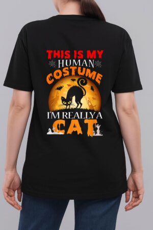 This Is My Human Costume I'm Really A Cat Pumkin Halloween Woman T-Shirt