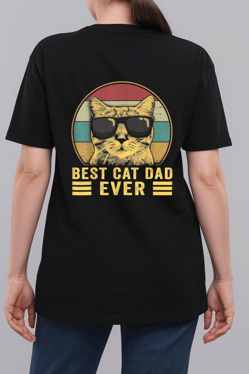 Vintage Best Cat Dad Ever Bump Fit Woman T-Shirt