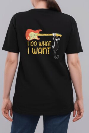 Vintage Guitar and Cat Lover Men Women I do what i want Cat Woman T-Shirt