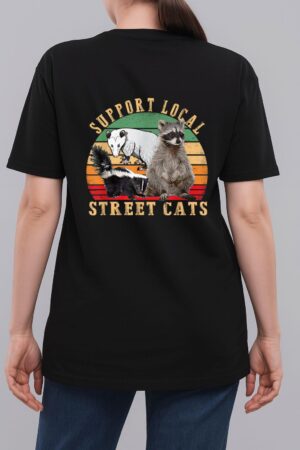 Vintage Support Local Street Cats! Raccoon, Skunk Woman T-Shirt